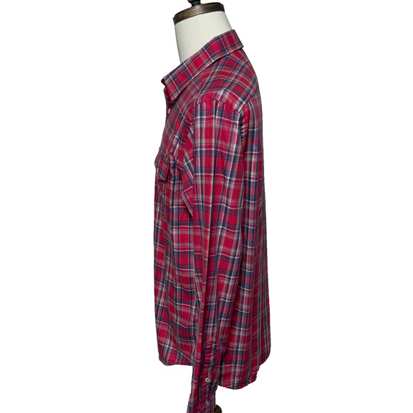 Untuckit Shirt Mens Large Red Plaid Long Sleeve Button Up Slim Fit Pockets NWOT - Picture 6 of 9
